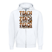 White teach compassion teach kindness teach confidence Zipper Hoodie - Zillion Design Studio