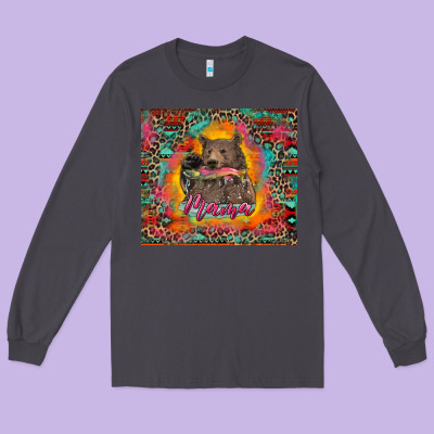 Long Sleeve Tee mama bear leopard and aztec