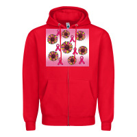 Red breast cancer awareness sunflower Zipper Hoodie - RanaPortraitStore