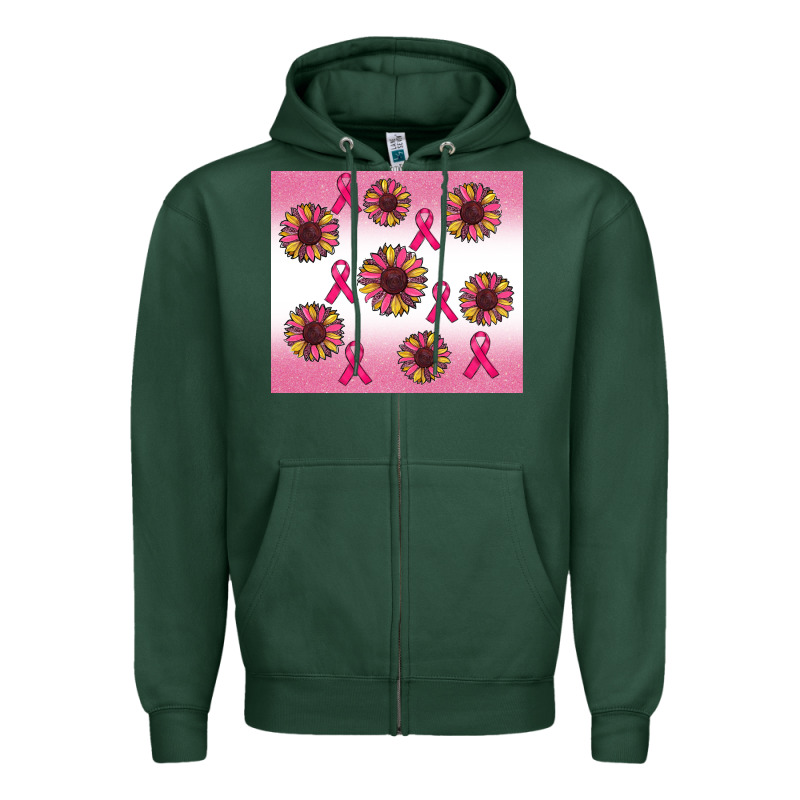 Breast Cancer Awareness Sunflower Zipper Hoodie by RanaPortraitStore | Teevron