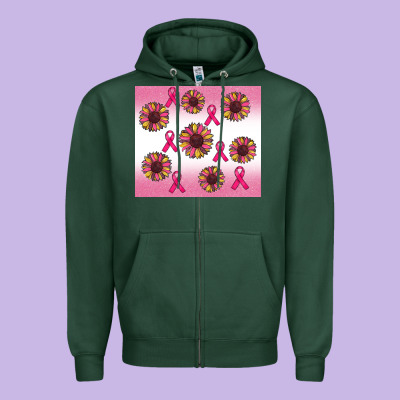 Breast Cancer Awareness Sunflower Zipper Hoodie Designed By Ranaportraitstore