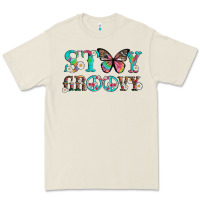 Bone stay groovy with butterfly peace sign and flowers Premium Tee - Artiststas