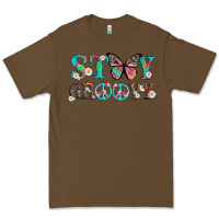 Cacao stay groovy with butterfly peace sign and flowers Premium Tee - Artiststas