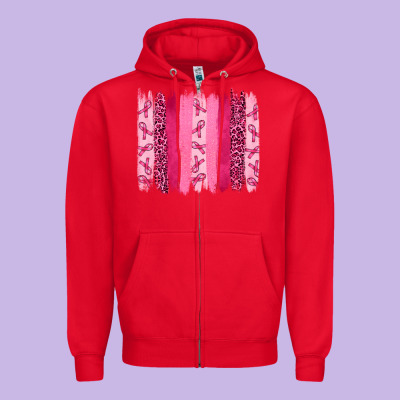Breast Aweraness Brushstrokes Zipper Hoodie Designed By Ranaportraitstore