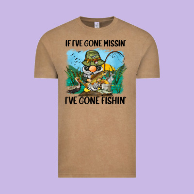 If I've Gone Missin' I've Gone Fishin' Vintage Tee Designed By Barkaloodesign