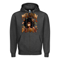 Charcoal Heather melanin poppin Zipper Hoodie - Zillion Design Studio
