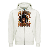 Oatmeal Heather melanin poppin Zipper Hoodie - Zillion Design Studio