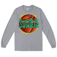 Heather Grey basketball junkie Long Sleeve Tee - texasbilliewilder