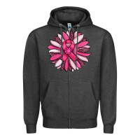 Charcoal Heather breast awareness cancer pink sunflower Zipper Hoodie - RanaPortraitStore