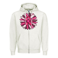 Oatmeal Heather breast awareness cancer pink sunflower Zipper Hoodie - RanaPortraitStore