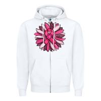 White breast awareness cancer pink sunflower Zipper Hoodie - RanaPortraitStore