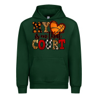 Forest Green my heart is on that court basketball red and black Urban Hoodie - NancyCooperArtShop