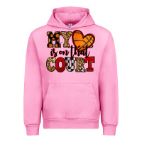 Fuchsia Pink my heart is on that court basketball red and black Urban Hoodie - NancyCooperArtShop