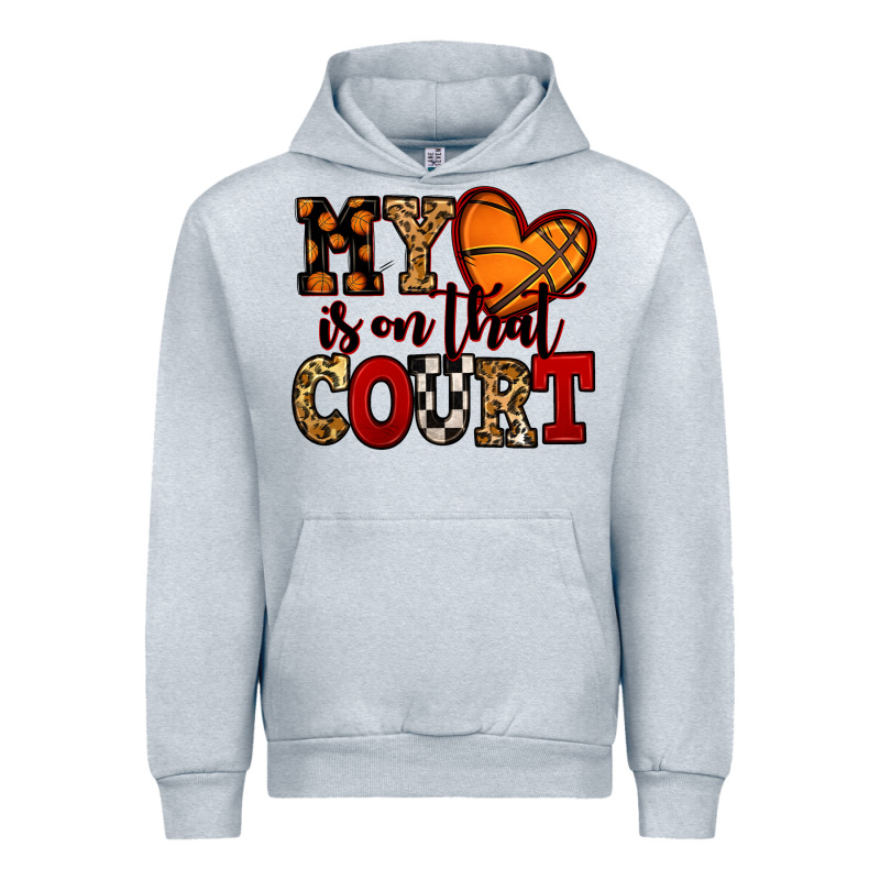 My Heart Is On That Court Basketball Red And Black Urban Hoodie by NancyCooperArtShop | Teevron
