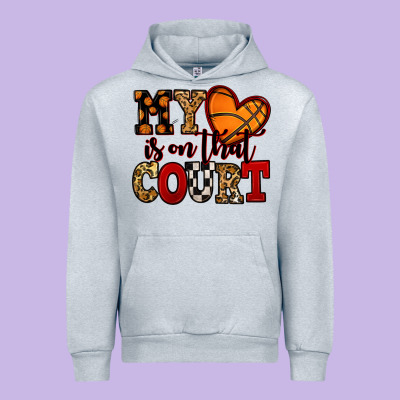 My Heart Is On That Court Basketball Red And Black Urban Hoodie Designed By Nancycooperartshop