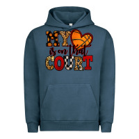 Pigment Midnight Navy my heart is on that court basketball red and black Urban Hoodie - NancyCooperArtShop