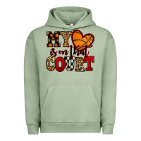 Pigment Oil Green my heart is on that court basketball red and black Urban Hoodie - NancyCooperArtShop