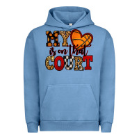 Pigment Pebble Blue my heart is on that court basketball red and black Urban Hoodie - NancyCooperArtShop