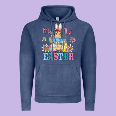 My First Easter With Baby Bunny And Eggs Vintage Hoodie Designed By Adodesignshop