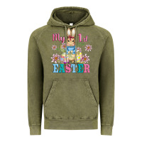Vintage Olive my first easter with baby bunny and eggs Vintage Hoodie - AdoDesignShop