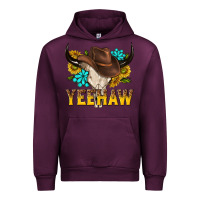 Mauve Wine yeehaw bull skull Urban Hoodie - NancyCooperArtShop