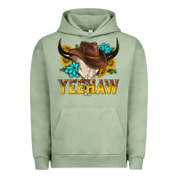 Pigment Oil Green yeehaw bull skull Urban Hoodie - NancyCooperArtShop