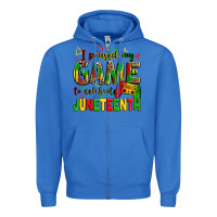 True Royal i paused my game to celebrate juneteenth Zipper Hoodie - Zillion Design Studio