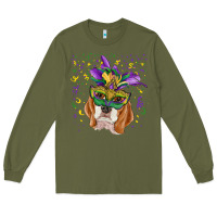 Army Green mardi gras  mask beagle Long Sleeve Tee - RanaPortraitStore