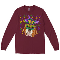 Burgundy mardi gras  mask beagle Long Sleeve Tee - RanaPortraitStore