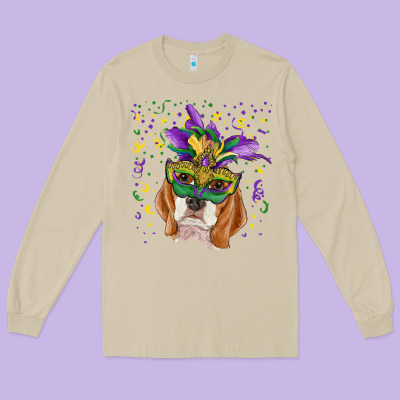 Long Sleeve Tee mardi gras  mask beagle