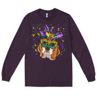 Plum mardi gras  mask beagle Long Sleeve Tee - RanaPortraitStore