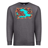 Charcoal Heather easter Leopard turquoise background Premium Sweatshirt - JahusDesignShop