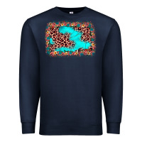 Navy easter Leopard turquoise background Premium Sweatshirt - JahusDesignShop