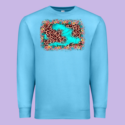 Easter Leopard Turquoise Background Premium Sweatshirt Designed By Jahusdesignshop