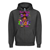 Charcoal Heather Thick Thighs Spooky Vibes Zipper Hoodie - texasbilliewilder