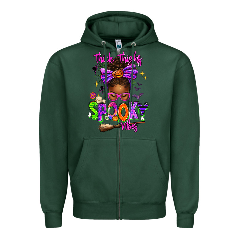 Thick Thighs Spooky Vibes Zipper Hoodie by texasbilliewilder | Teevron