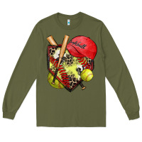 Army Green softball home plate Long Sleeve Tee - Zillion Design Studio