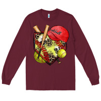 Burgundy softball home plate Long Sleeve Tee - Zillion Design Studio