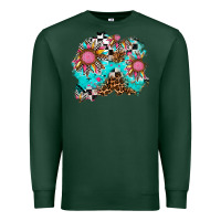 Sports Green race sunflower patches Premium Sweatshirt - AdoDesignShop