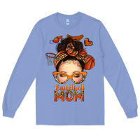 Colony Blue basketball messy bun mom Long Sleeve Tee - texasbilliewilder