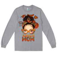 Heather Grey basketball messy bun mom Long Sleeve Tee - texasbilliewilder