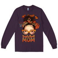 Plum basketball messy bun mom Long Sleeve Tee - texasbilliewilder