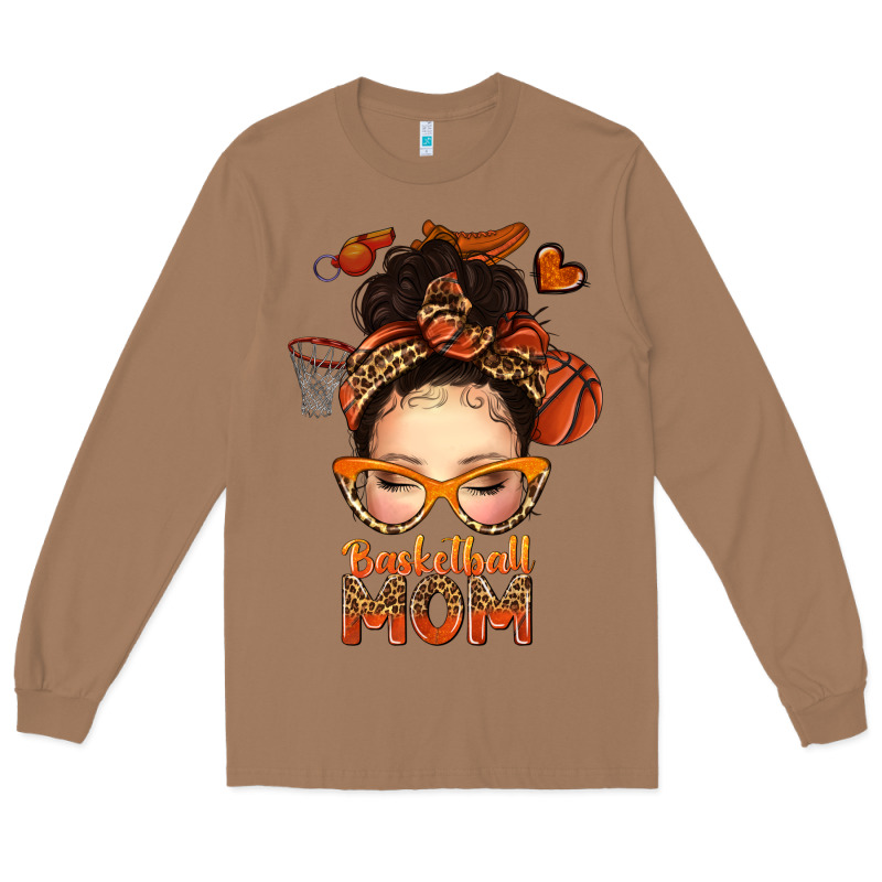 Basketball Messy Bun Mom Long Sleeve Tee by texasbilliewilder | Teevron