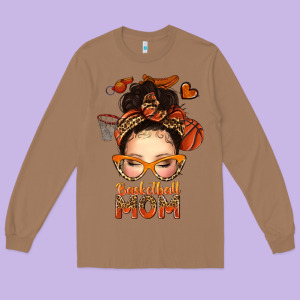 Basketball Messy Bun Mom Long Sleeve Tee Designed By Texasbilliewilder