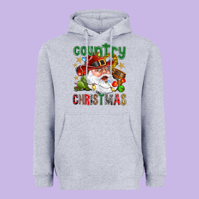 Country Christmas Heavyweight Hoodie Designed By Bundleandbundleshop