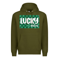 Army Green lucky vibes Premium Hoodie - MaliasSmallBusiness