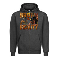 Charcoal Heather brown skin beauty Zipper Hoodie - Zillion Design Studio