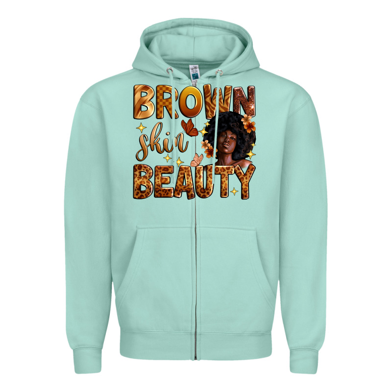 Brown Skin Beauty Zipper Hoodie by Zillion Design Studio | Teevron