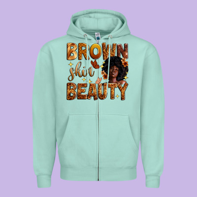 Brown Skin Beauty Zipper Hoodie Designed By Zillion Design Studio