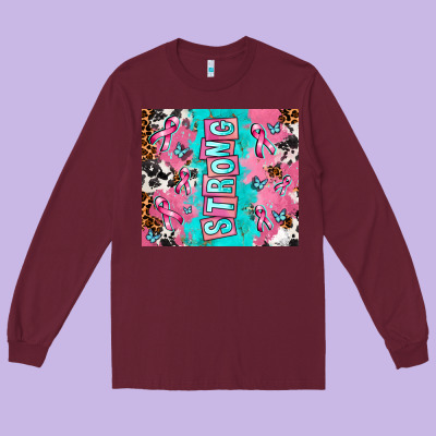 Breast Cancer Awareness Strong Long Sleeve Tee Designed By Adodesignshop